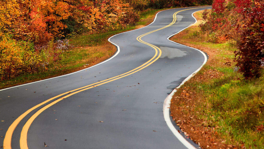 Asphalt paving autumn fall